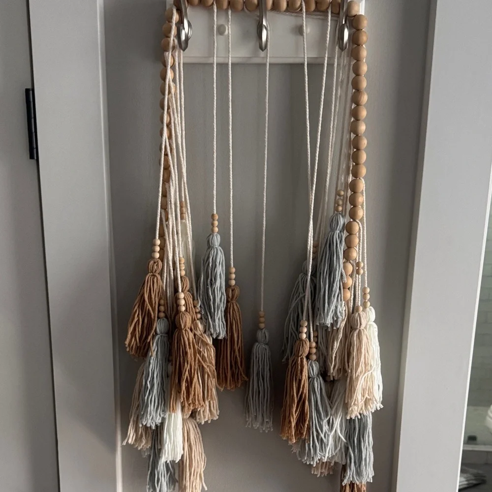 Bohemian Tassel Wall Hanging in Brown and Gray